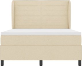 vidaXL Κρεβάτι με ελατήρια με στρώμα Κρεμ 140 x 200 cm ύφασμα