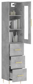 vidaXL Ντουλάπι Γκρι Σκυροδέματος 34,5x34x180 εκ. Επεξεργασμένο Ξύλο