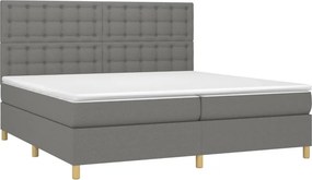 vidaXL Κρεβάτι Boxspring με Στρώμα Σκούρο Γκρι 200x200 εκ. Υφασμάτινο