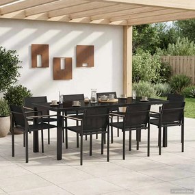 vidaXL Σετ Εξωτερικών Επίπλων 9 pcs Μαύρο και Ανθρακί Textilene