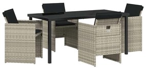vidaXL Σέτ φαγητού για κήπο 5 pcs Ανοιχτό γκρι συνθετικό ρατάν