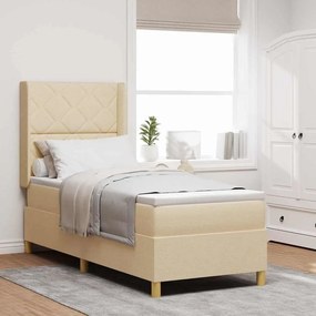 vidaXL Κρεβάτι με ελατήριο με στρώμα Κρεμ 80 x 200 cm ύφασμα