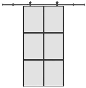 vidaXL Συρόμενη πόρτα με σετ υλικού 102,5x205 cm από γυαλί&amp;Αλουμίνιο