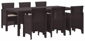 vidaXL Σέτ φαγητού για κήπο 7 pcs Καφέ Rattan Polt