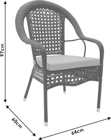 Τραπεζαρία Cellin σετ 7τεμ μέταλλο-pe rattan καφέ