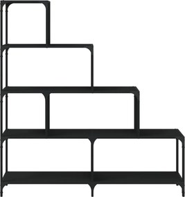 vidaXL Βιβλιοθήκη Σκάλα 4 Ράφια Μαύρη 139x33,5x149 εκ. Επεξεργ. Ξύλο