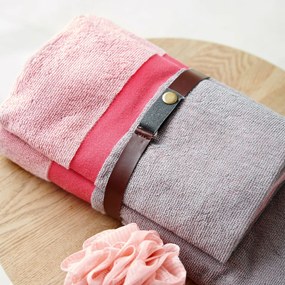 Πετσέτες Μπάνιου (Σετ 2τμχ) Palamaiki Towels Fandago 500gsm Ροζ,Γκρι