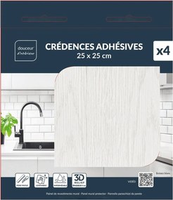 Αυτοκόλλητα πλακάκια Douceur d'intérieur - 25x25cm - 4τμχ - Λευκά
