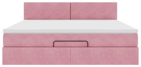 vidaXL Οθωμανικό κρεβάτι με στρώμα ροζ 180x200cm Velvet