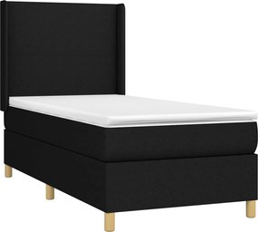 vidaXL Κρεβάτι Boxspring με Στρώμα Μαύρο 90x190 εκ.Υφασμάτινο