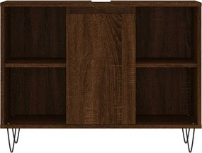 vidaXL Ντουλάπι Μπάνιου Καφέ Δρυς 80 x 33 x 60 εκ. Επεξεργασμένο Ξύλο