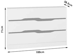 Συρταριέρα Comfy με 3 Συρτάρια λευκό-μαύρο 100x38,5x71 εκ.