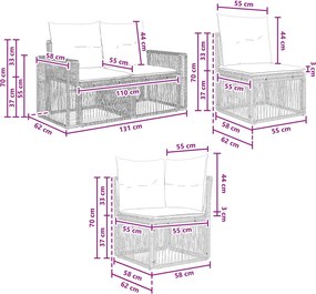 vidaXL Σετ Καναπέ Κήπου 10 τμχ. Μπεζ και Κρέμ συνθετικό ρατάν