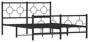 vidaXL Πλαίσιο Κρεβατιού με Κεφαλάρι&Ποδαρικό Μαύρο 140x190εκ. Μέταλλο
