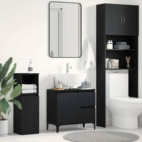 vidaXL Ντουλάπι Μπάνιου Μαύρη Οξυά 65 x 33 x 60 εκ Επεξεργασμένο ξύλο