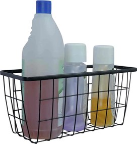 Μεταλλικό Καλάθι Αποθήκευσης 29x12x14cm Άσπρο ή Μαύρο - Μαύρο