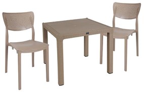 Τραπεζαρία κήπου Explore-Ignite pakoworld σετ 3τεμ PP cappuccino 90x90x73,5εκ - 253-000072 - 253-000072
