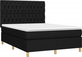 vidaXL Κρεβάτι Boxspring με Στρώμα Μαύρο 140x200 εκ. Υφασμάτινο