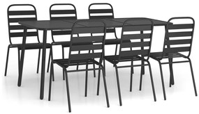 vidaXL Σετ Τραπεζαρίας Κήπου 7 Τεμαχίων Ανθρακί από Ατσάλι