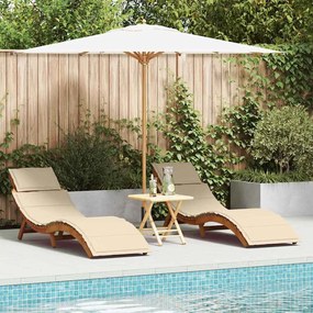 vidaXL Ξαπλώστρα 2 pcs Μπεζ 184 x 55 x 64 εκ Μασίφ ξύλο ακακίας