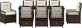 vidaXL Σέτ φαγητού για κήπο 9 pcs Καφέ συνθετικό ρατάν