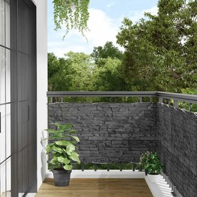 vidaXL Περίφραξη Μπαλκονιού Σχέδιο Ledge Stone Γκρι 800x120 εκ. PVC
