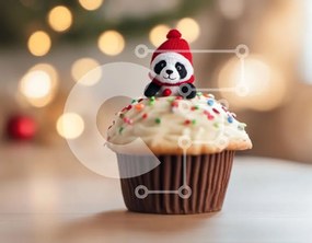 Intra Συλλεκτικό Ξύλινο Παζλ Plywood  4mm - Panda Cupcake με Κόκκινα και Λευκά Πασπαλίσματα Σε Ξύλινο Κουτί - Διαστάσεις: 10x10 cm – 25 κομμάτια