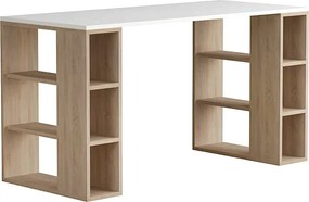Γραφείο εργασίας Colmar Megapap χρώμα λευκό - sapphire oak 140x60x75εκ