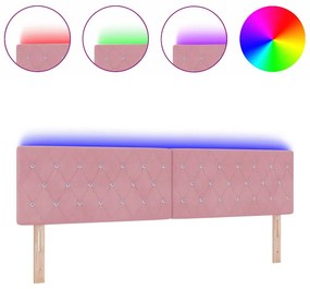 vidaXL Κεφαλάρι LED με φώτα λωρίδας LED Argyle Ροζ 90 cm Βελούδο
