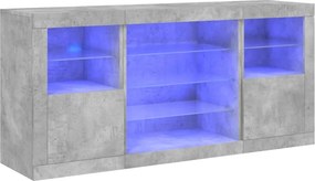vidaXL Ντουλάπι με LED Γκρι Σκυροδέματος 142,5x37x67 εκ.
