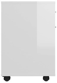 vidaXL Ντουλάπι Τροχήλατο Γυαλιστ. Λευκό 45x38x54 εκ. από Μοριοσανίδα