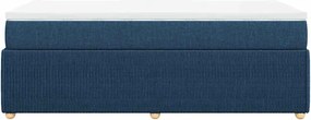 vidaXL Κρεβάτι Boxspring με Στρώμα Μπλε 100 x 200 εκ. Υφασμάτινο