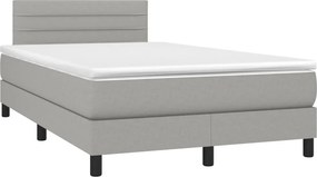 vidaXL Κρεβάτι Boxspring με Στρώμα &amp; LED Αν.Γκρι 120x200 εκ Υφασμάτινο