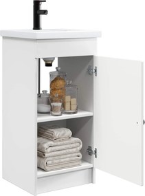 vidaXL Καθρέφτης μπάνιου με νιπτήρα Λευκό 42 x 40 x 84,5 εκ