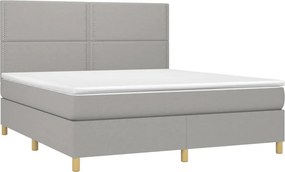 vidaXL Κρεβάτι Boxspring με Στρώμα &amp; LED Αν.Γκρι 180x200εκ. Υφασμάτινο