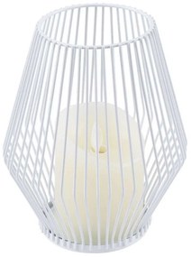 Φανάρι Με Διακοσμητικό Κερί Candle Led 76489 Φ16x18cm Με Μπαταρία & Χειριστήριο Dimmable 2700K White Aluminium