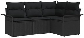 vidaXL Σετ Καναπέ Κήπου με μαξιλάρι 4 pcs Μαύρο Πολυ ράταν