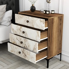 Συρταριέρα Καρυδιά / Λευκό LIZBON 76x40x90,7