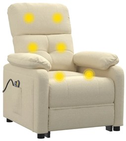 vidaXL Πολυθρόνα Μασάζ Ηλεκτρική Κρεμ Υφασμάτινη