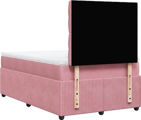 vidaXL Κρεβάτι Boxspring με Στρώμα Ροζ 120x200 εκ. Βελούδινο