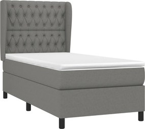 vidaXL Κρεβάτι Boxspring με Στρώμα Σκούρο Γκρι 100x200 εκ. Υφασμάτινο