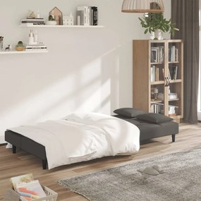 vidaXL Καναπές Κρεβάτι Διθέσιος Σκούρο Γκρι Βελούδινος & 2 Μαξιλάρια