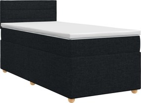 vidaXL Κρεβάτι box spring με στρώμα Μαύρο 90 x 190 cm Ύφασμα
