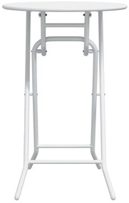 vidaXL Αναδιπλούμενο Τραπέζι Κήπου Λευκό Ø50 x 72 cm Χάλυβας