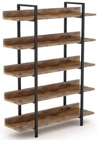 Βιβλιοθήκη Almond καρυδί-μαύρο 119x27x185εκ 119x27x185 εκ.