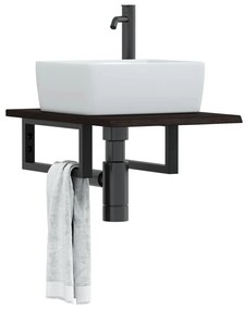 Ράφι Νιπτήρα Τοίχου από Ατσάλι / Μασίφ Ξύλο Δρυός