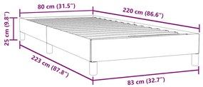 Κρεβάτι Boxspring χωρίς Στρώμα Σκούρο Γκρι 80x220 εκ. Βελούδινο 3315850