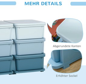 HOMCOM Κουτί αποθήκευσης για παιδιά, κουτί αποθήκευσης για παιδιά, 3 συρτάρια, μπλε