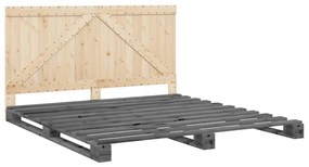 vidaXL Πλαίσιο Κρεβατιού με Κεφαλάρι Γκρι 180x200εκ. Μασίφ Ξύλο Πεύκου