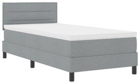 vidaXL Box Spring Bed με Στρώμα & Φωτισμό LED Γκρι 80x200 εκ. Υφασμάτινο